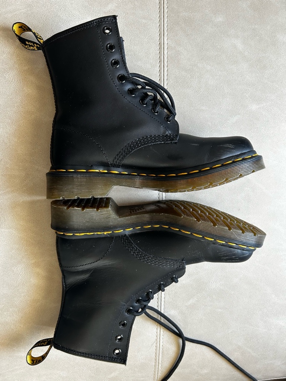 Dr. Martens Black Floral Embossed 8-Eye Combat Boots - Picture 2 of 9